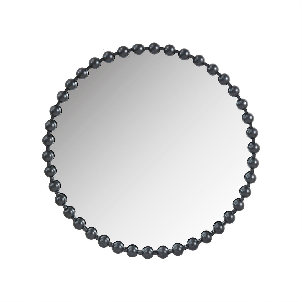 Marlowe 36" Large Decorative Round Wall Mirror with Beaded Metal Frame