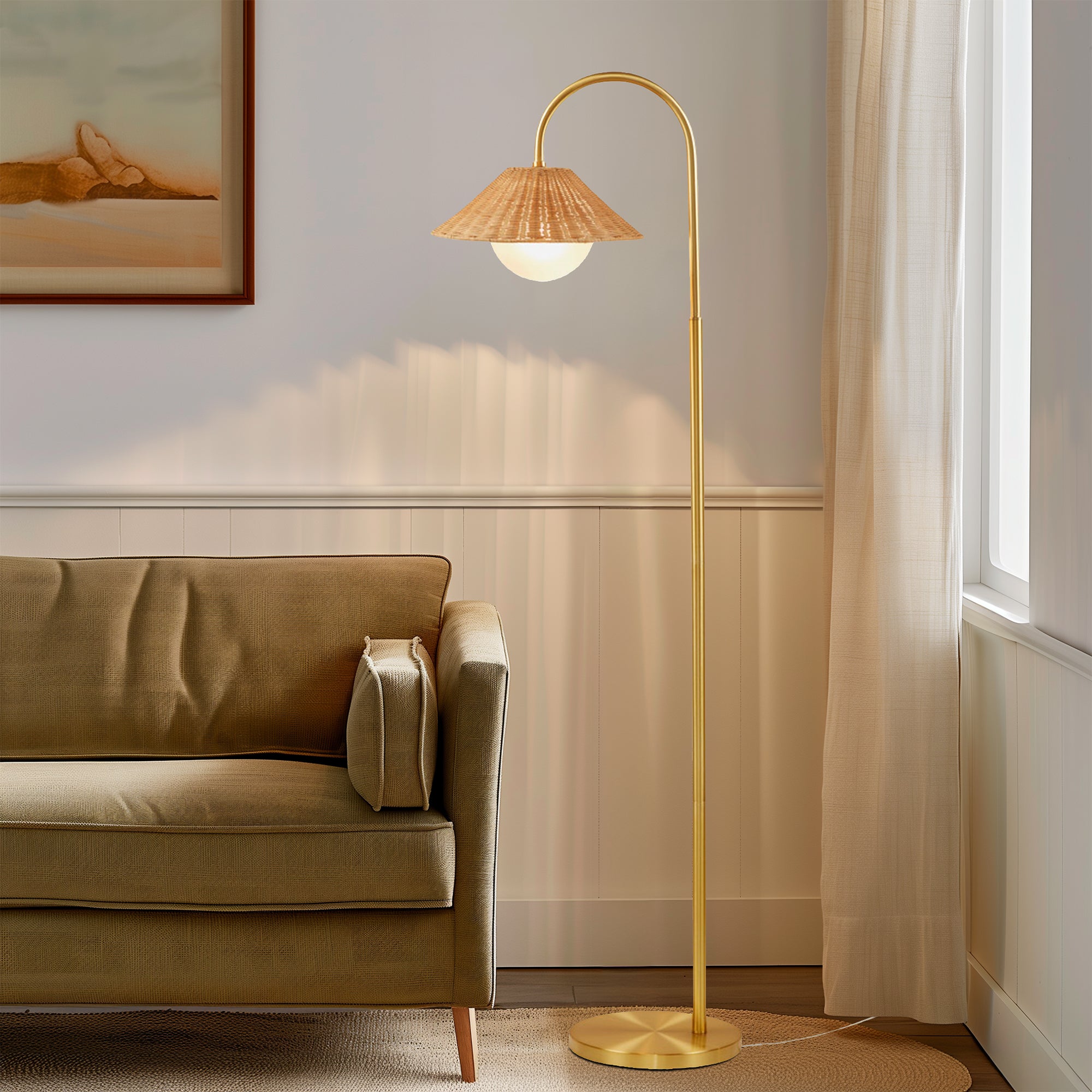 Laguna Metal Tripod Floor Lamp with Glass Shade