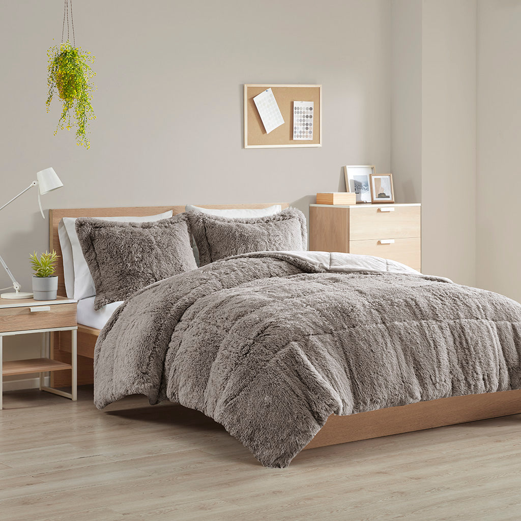 Malea Shaggy Long Fur Comforter Mini Set