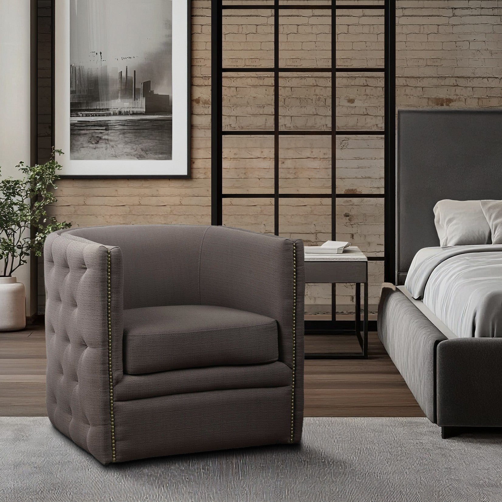 Capstone Tufted Barrel Swivel Chair