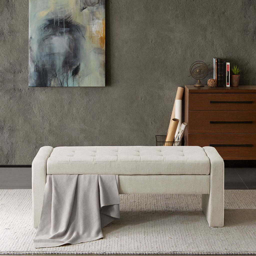 Gillian Button-tufted Upholstered Metal Base Accent Bench
