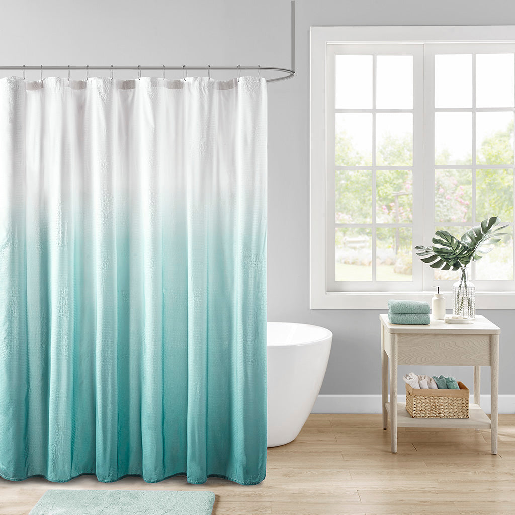 Ara Super Waffle Textured Solid Shower Curtain