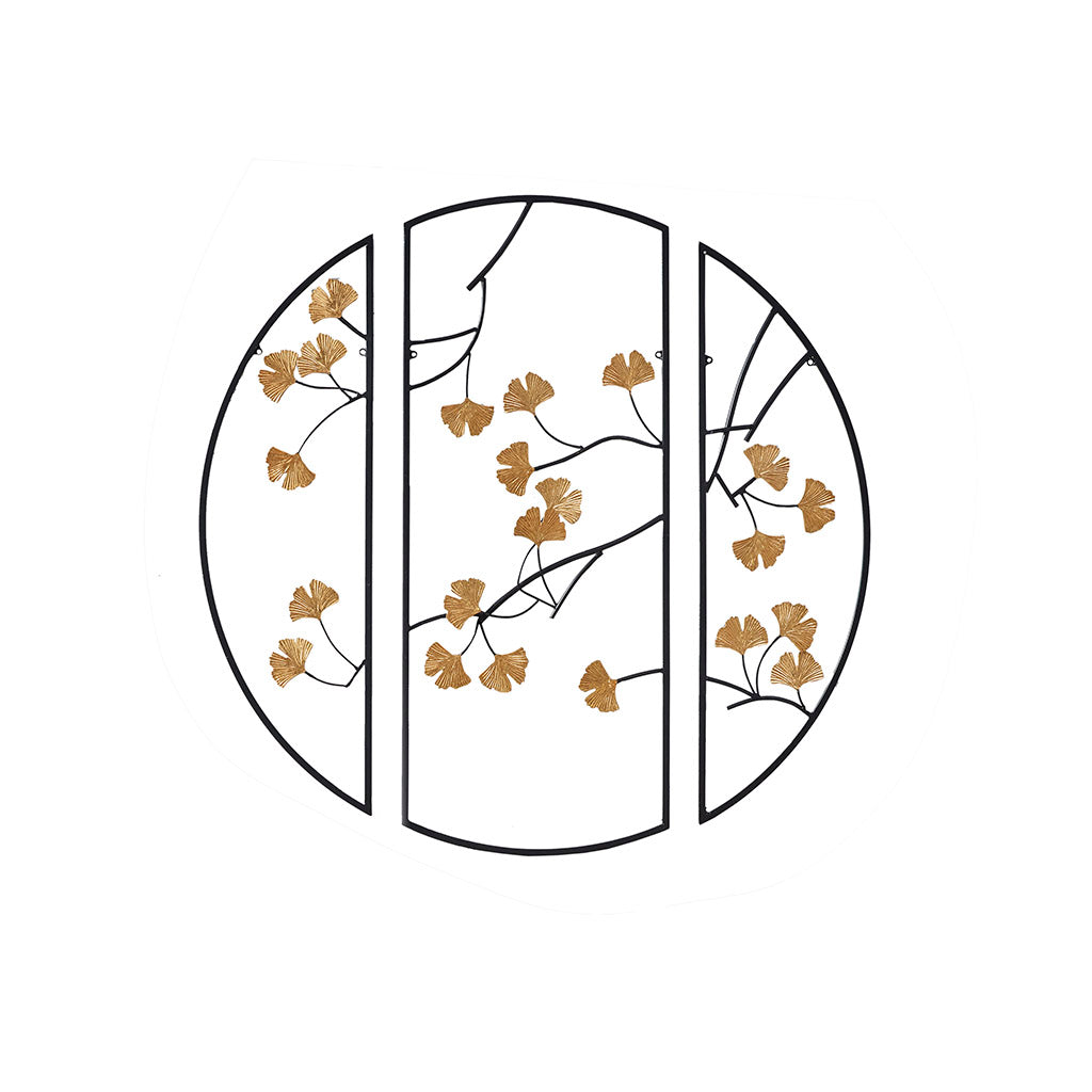 Golden Gingko Leaves Laser Cut Tree Framed Panel Wall Decor