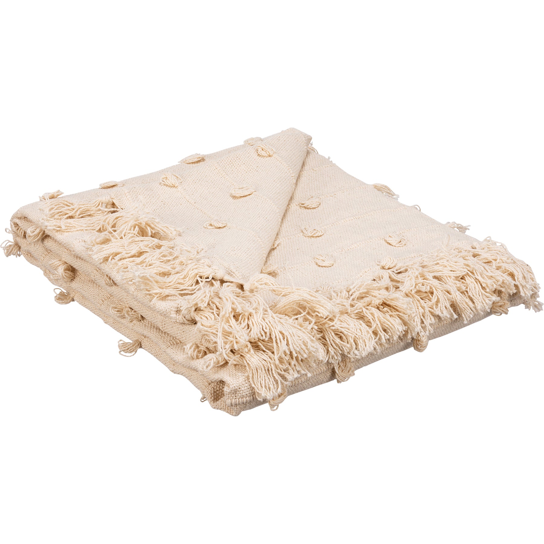 Cream Pom Poms Throw