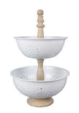 Two Tiered Basket W/ Wood Handles (5646011695261)