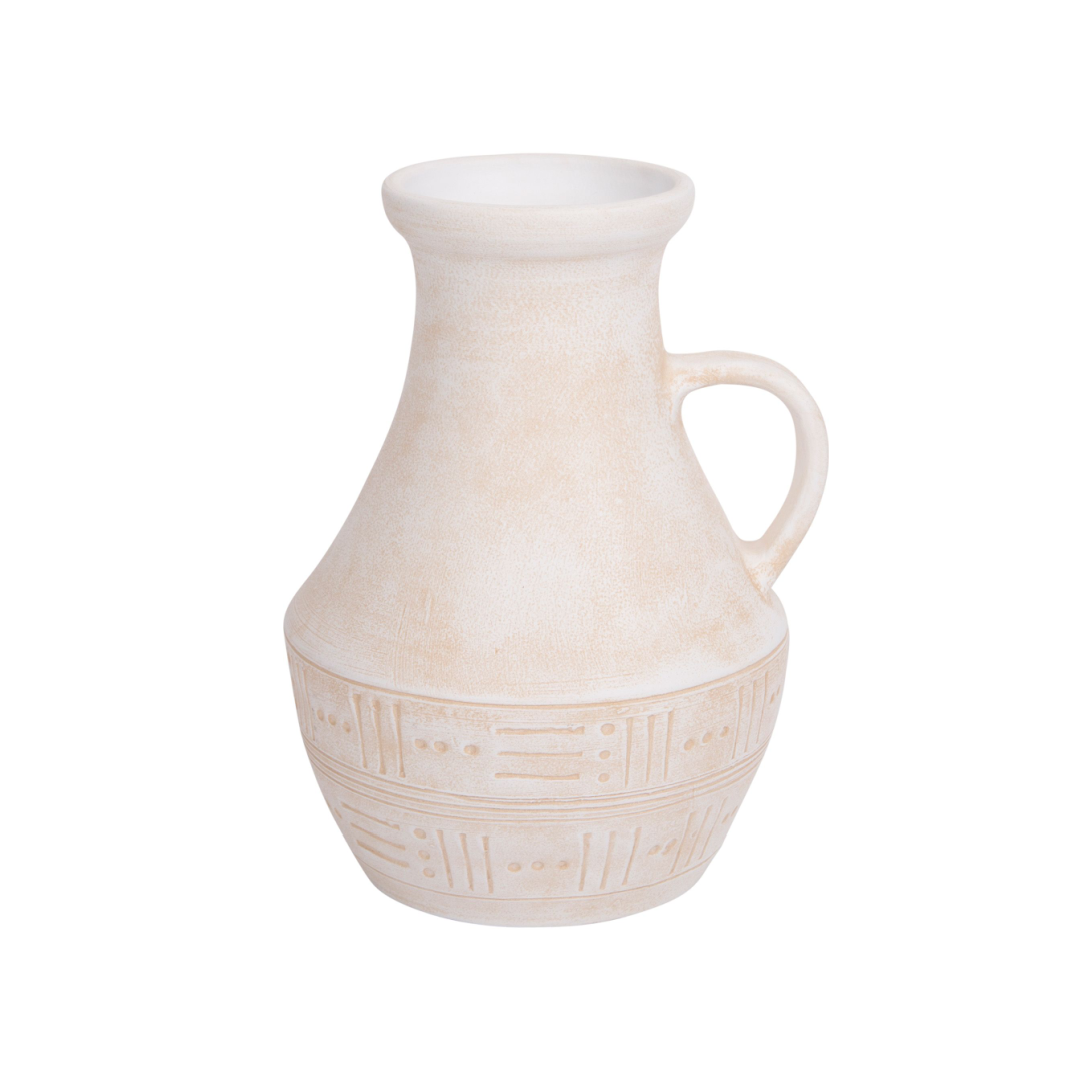 14" Patterned White Vessel