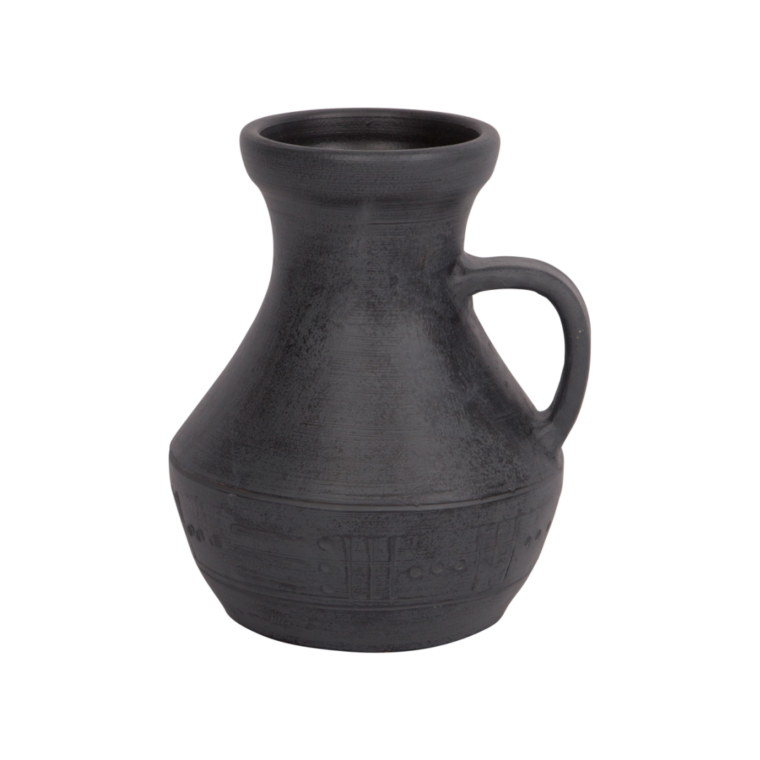 14" Patterned Black Vessel