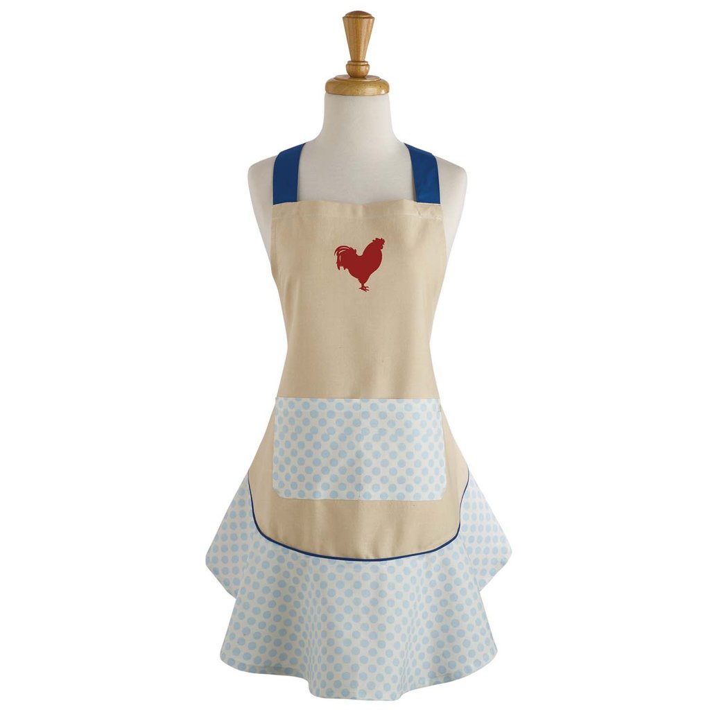 Red Rooster Print Ruffle Apron (5609836052637)