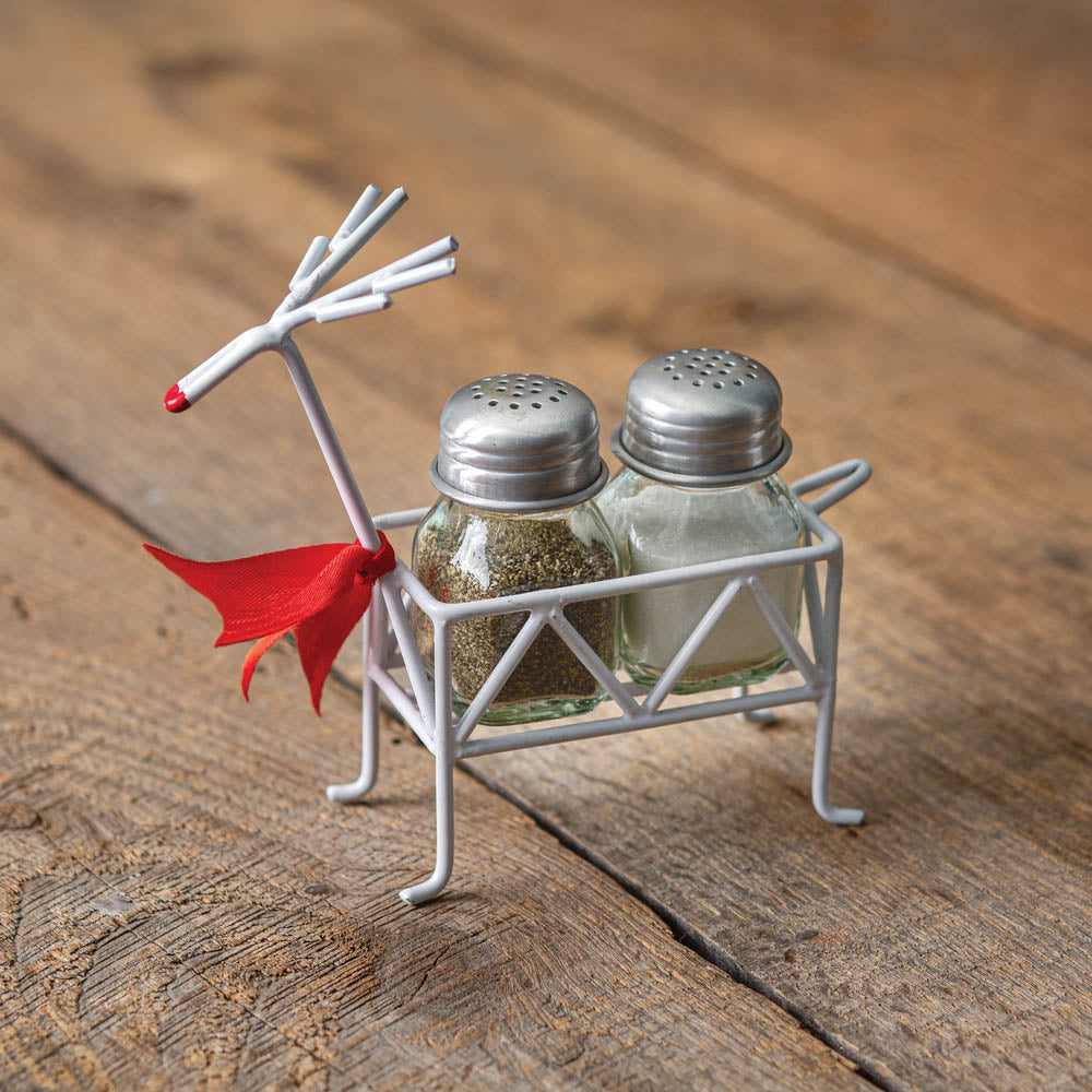 Reindeer Salt & Pepper Caddy w/ Shakers