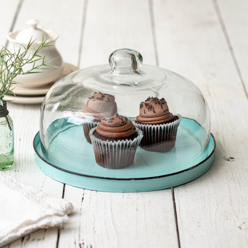 Seafoam Dessert Tray w/ Cloche