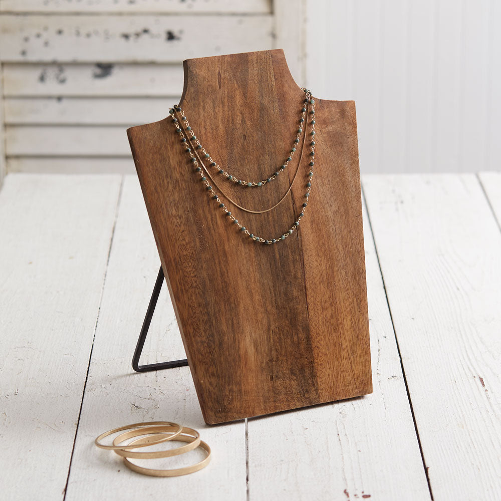 Carved Wood Necklace Bust