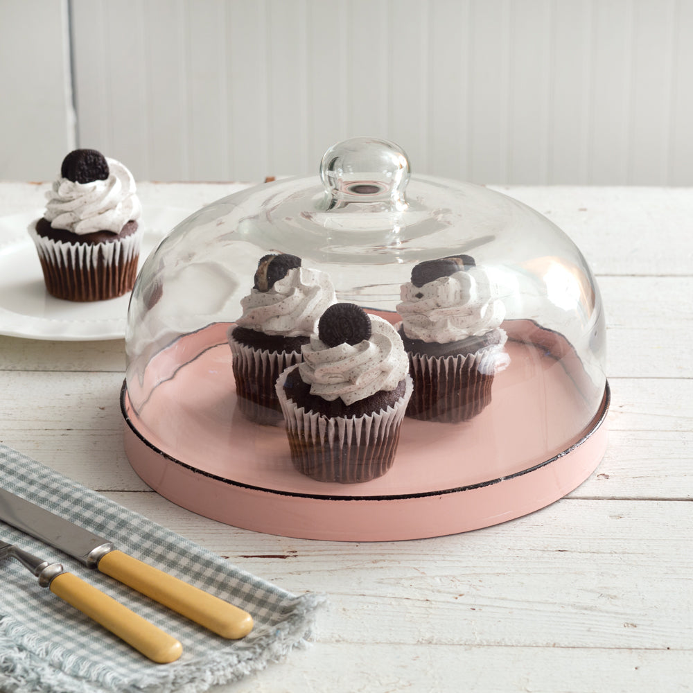 Pink Dessert Tray w/ Cloche