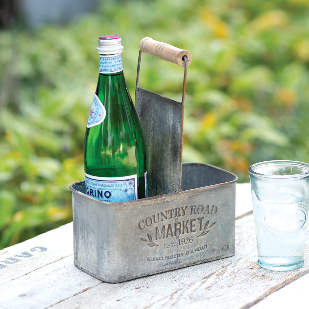 Divided Caddy with Wooden Handle