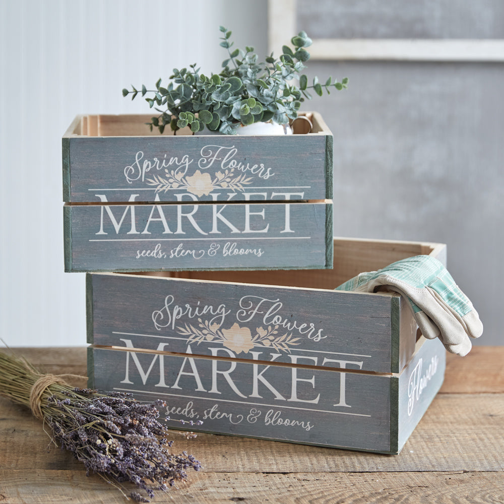 Spring Flower Market Crates (S/2)