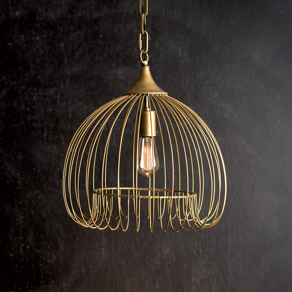 Antique Brass Wire Pendant Light
