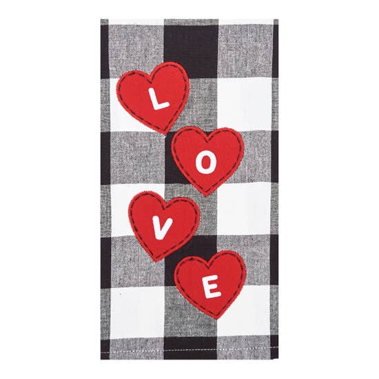 Buffalo Check Woven Hearts Kitchen Towel