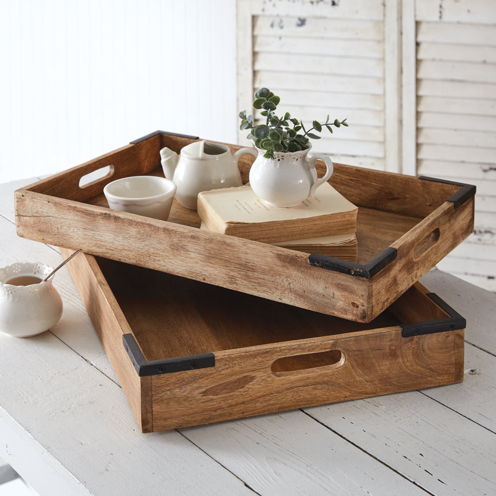 Oversized Industrial Coffee Table Trays (S/2)