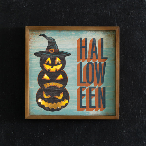 Lighted Jack-O'-Lanterns Wall Sign