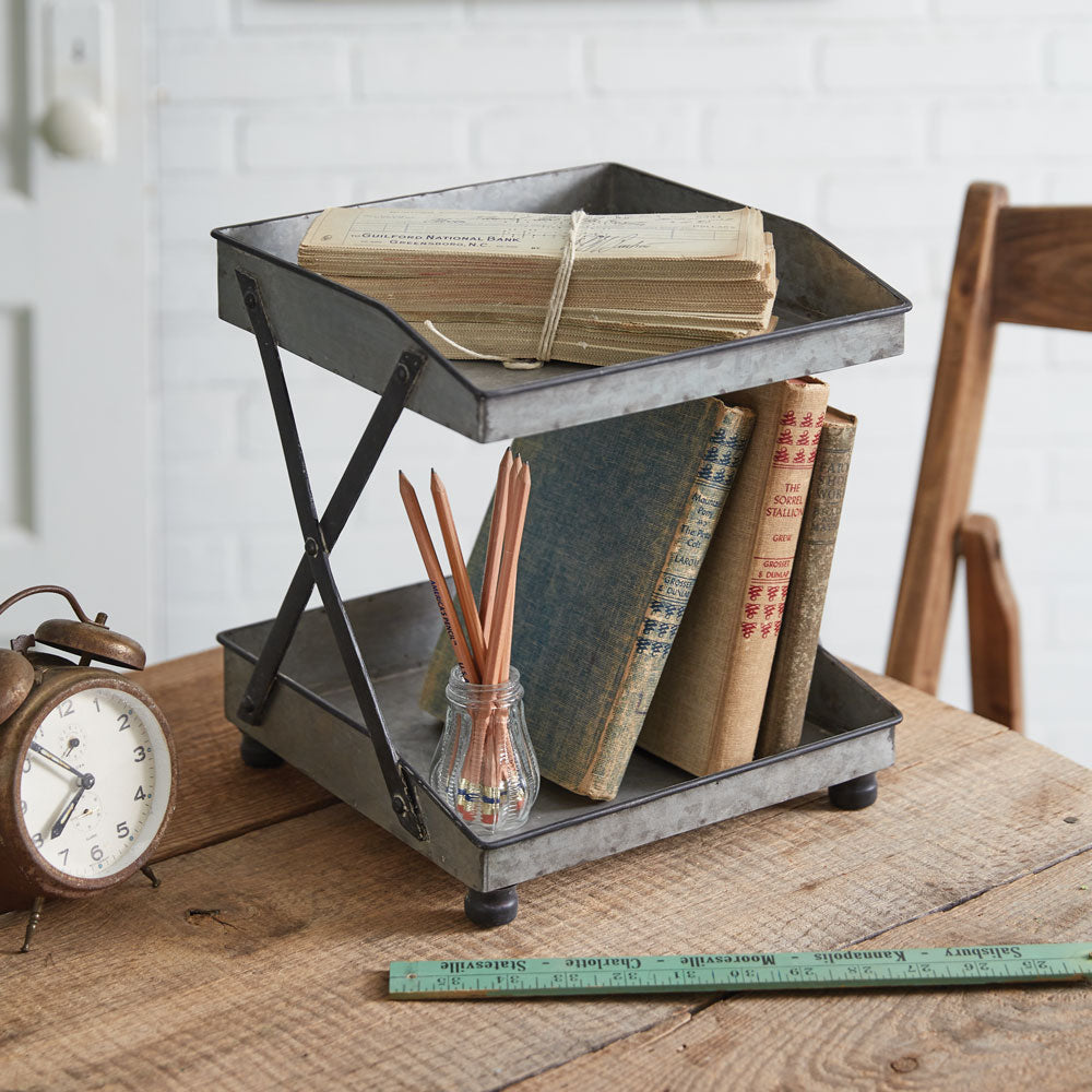 Galvanized Two-Tiered Tray