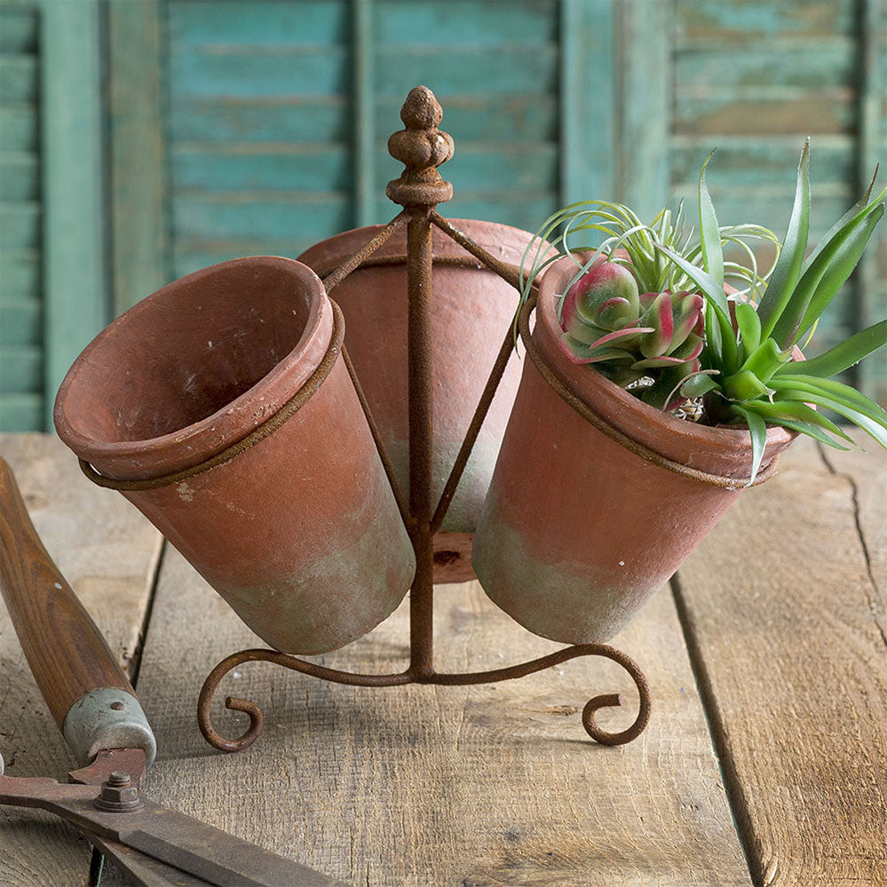 Triple Terracotta Planter