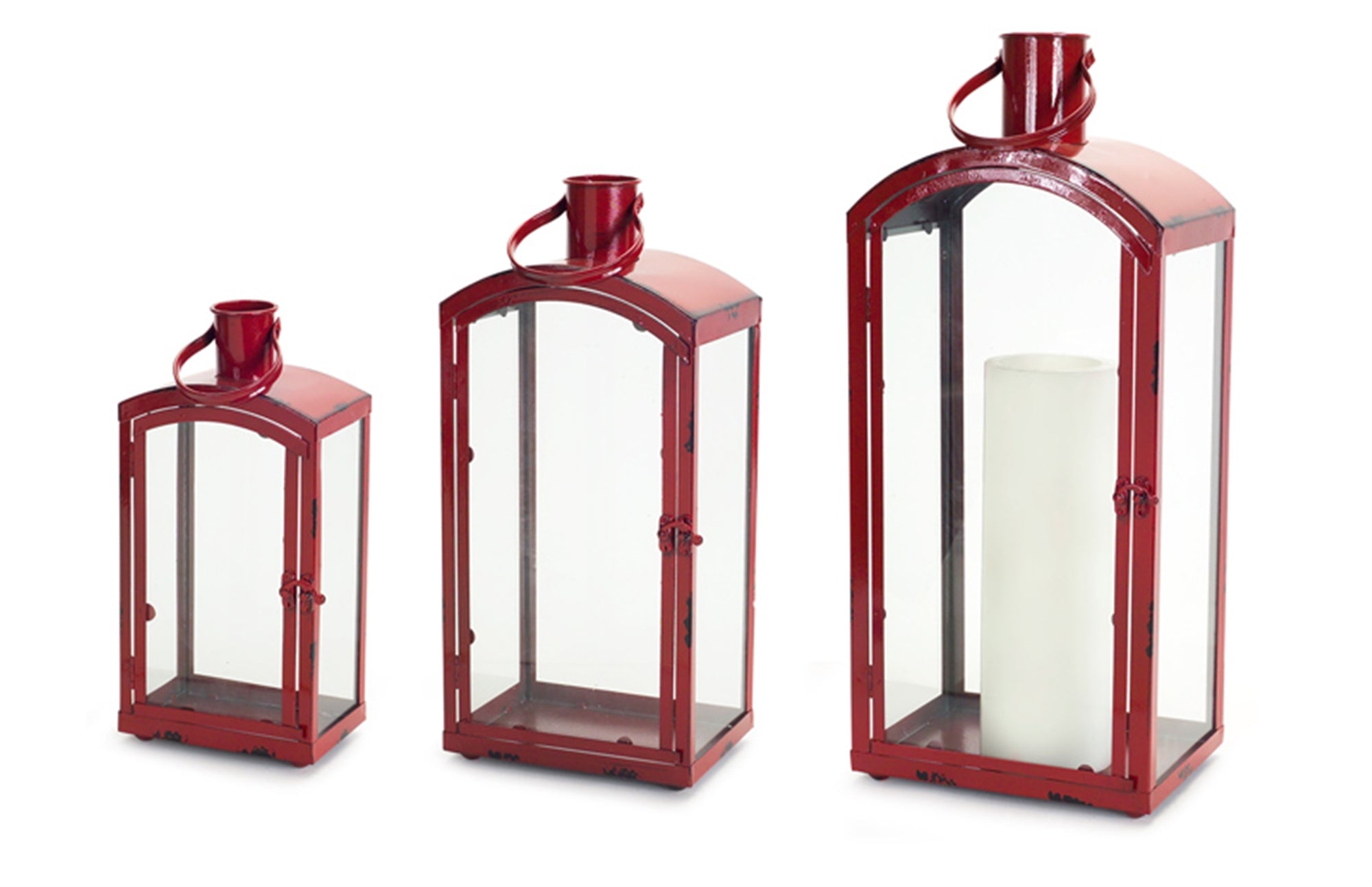 Modern Red Iron Lanterns (S/3)