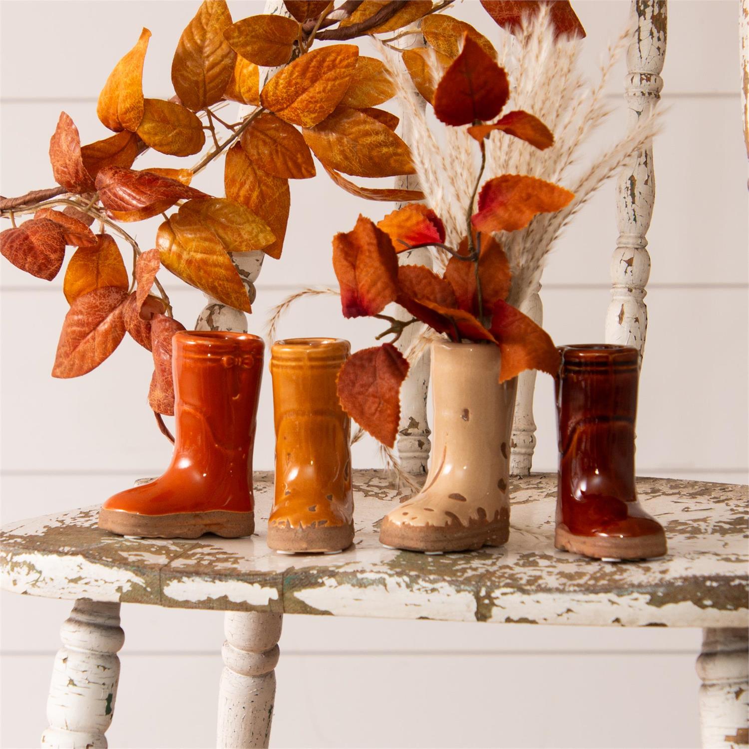 Mini Ceramic Boot Vases, Earthy Tones (S/4)