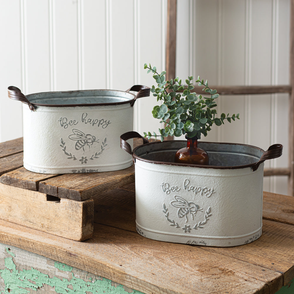 Happy Bee Oval Containers (S/2)