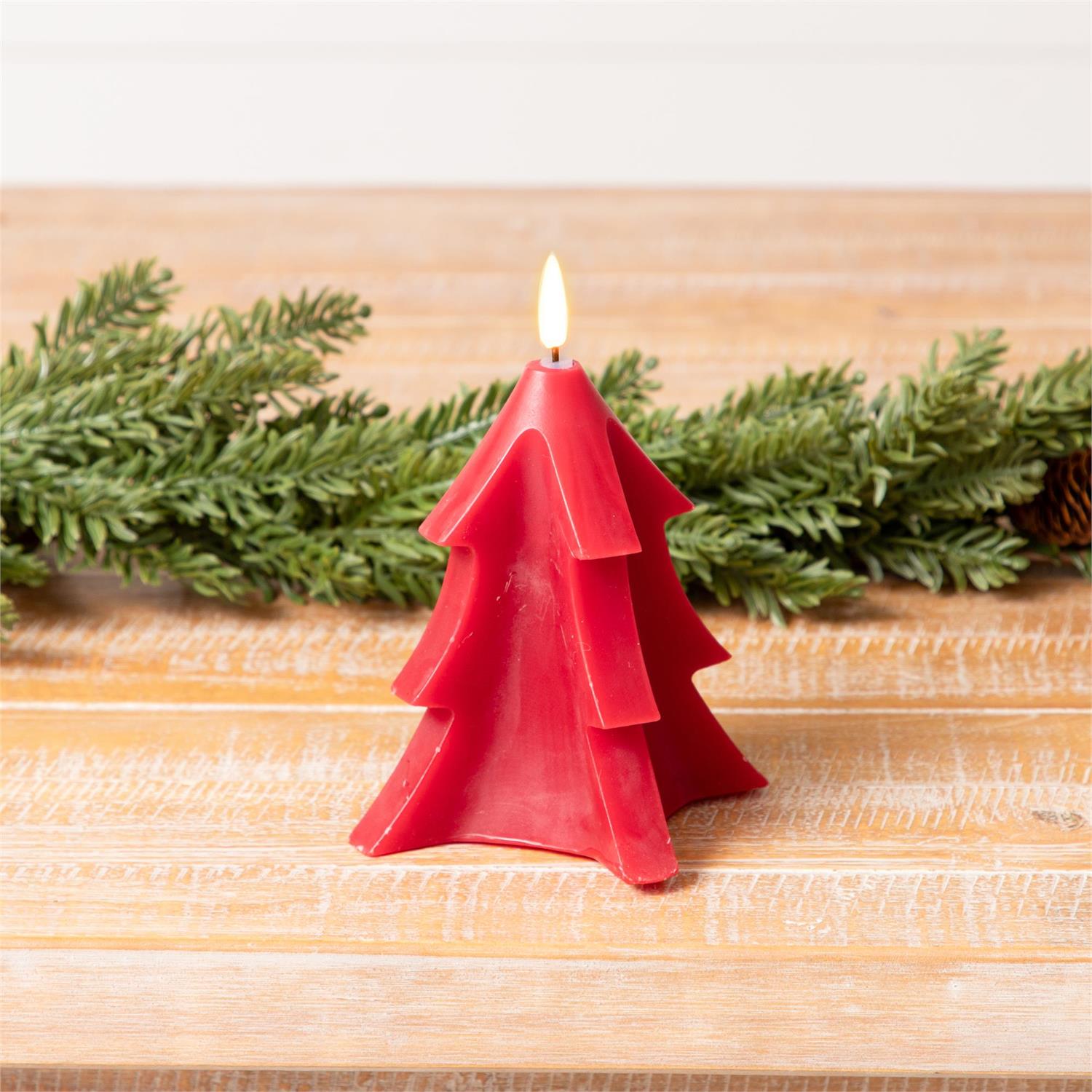 LED Candle, Red Christmas Tree