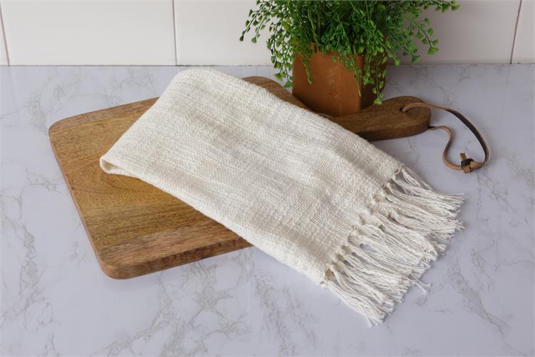 Cotton Slub Kitchen Towel w/ Fringe