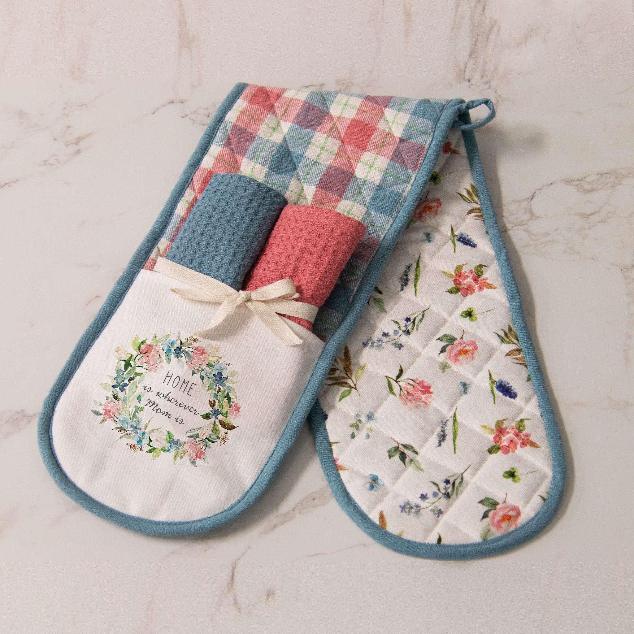 Double Oven Mitt Gift Set - Home Is Wherever Mom Is