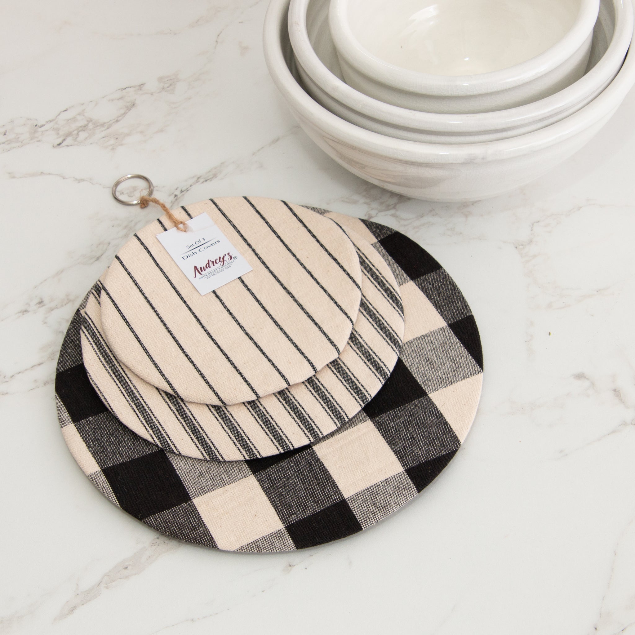 Cloth Bowl Covers, Black And Tan