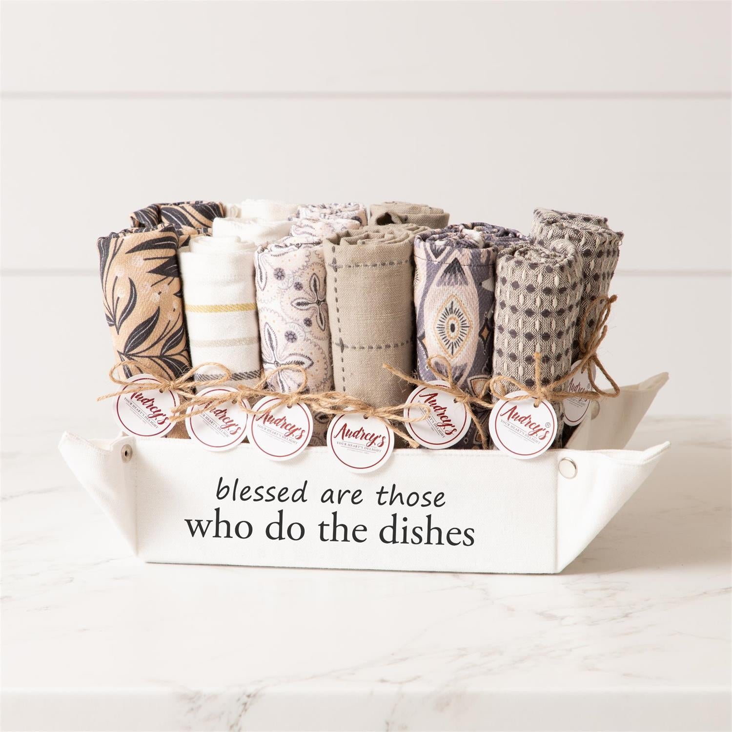 Tea Towels - Asstd Gray Floral Patterns
