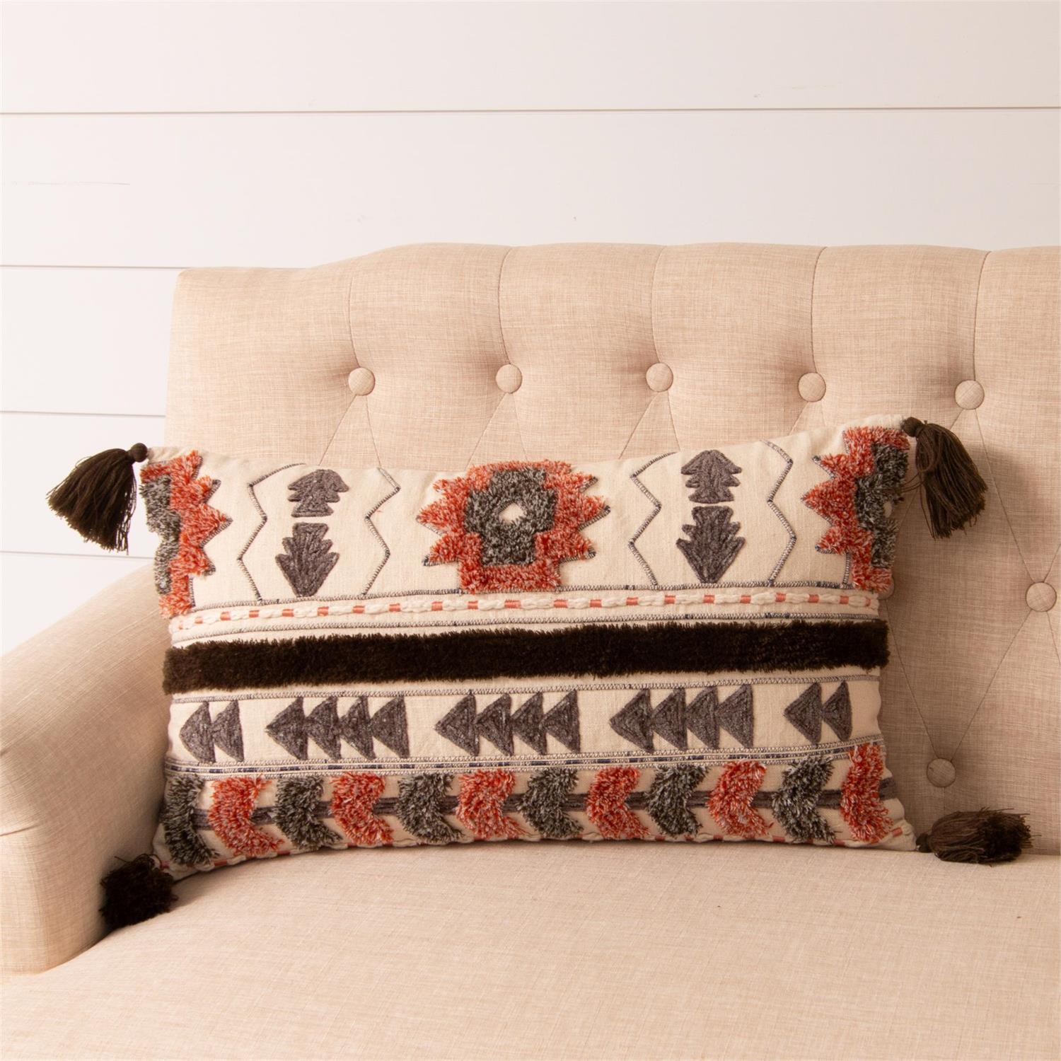 Lumbar Pillow - Western Tufted Accent and Tassels