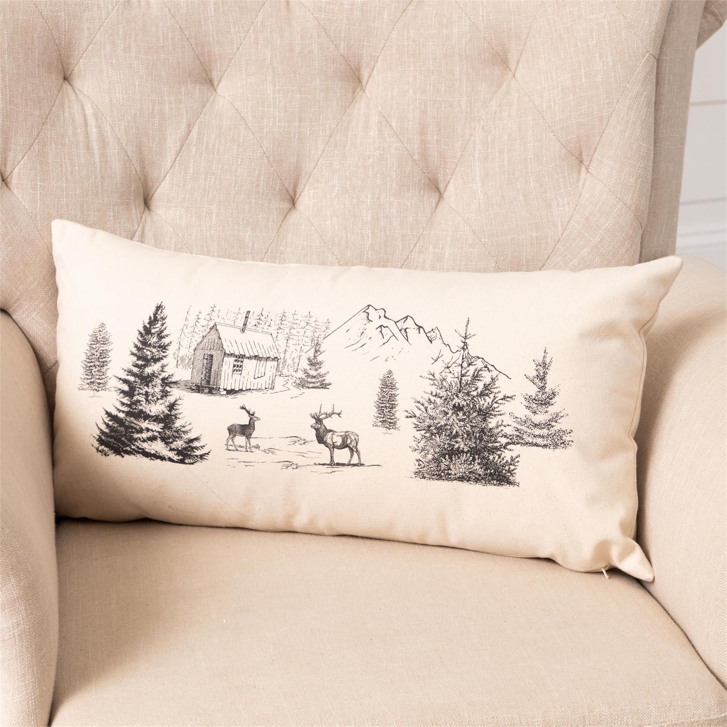 Lumber Pillow - Rustic Cabin in Forest