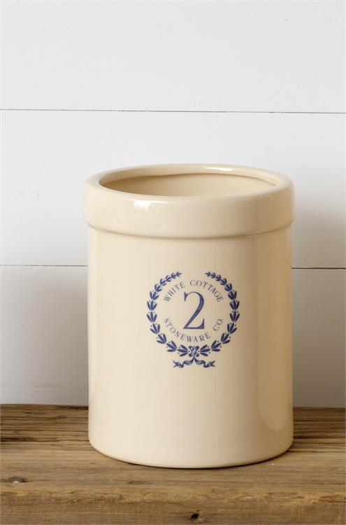 White Cottage Stoneware Crock No.2