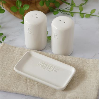 White Cottage Ceramic Salt & Pepper Set