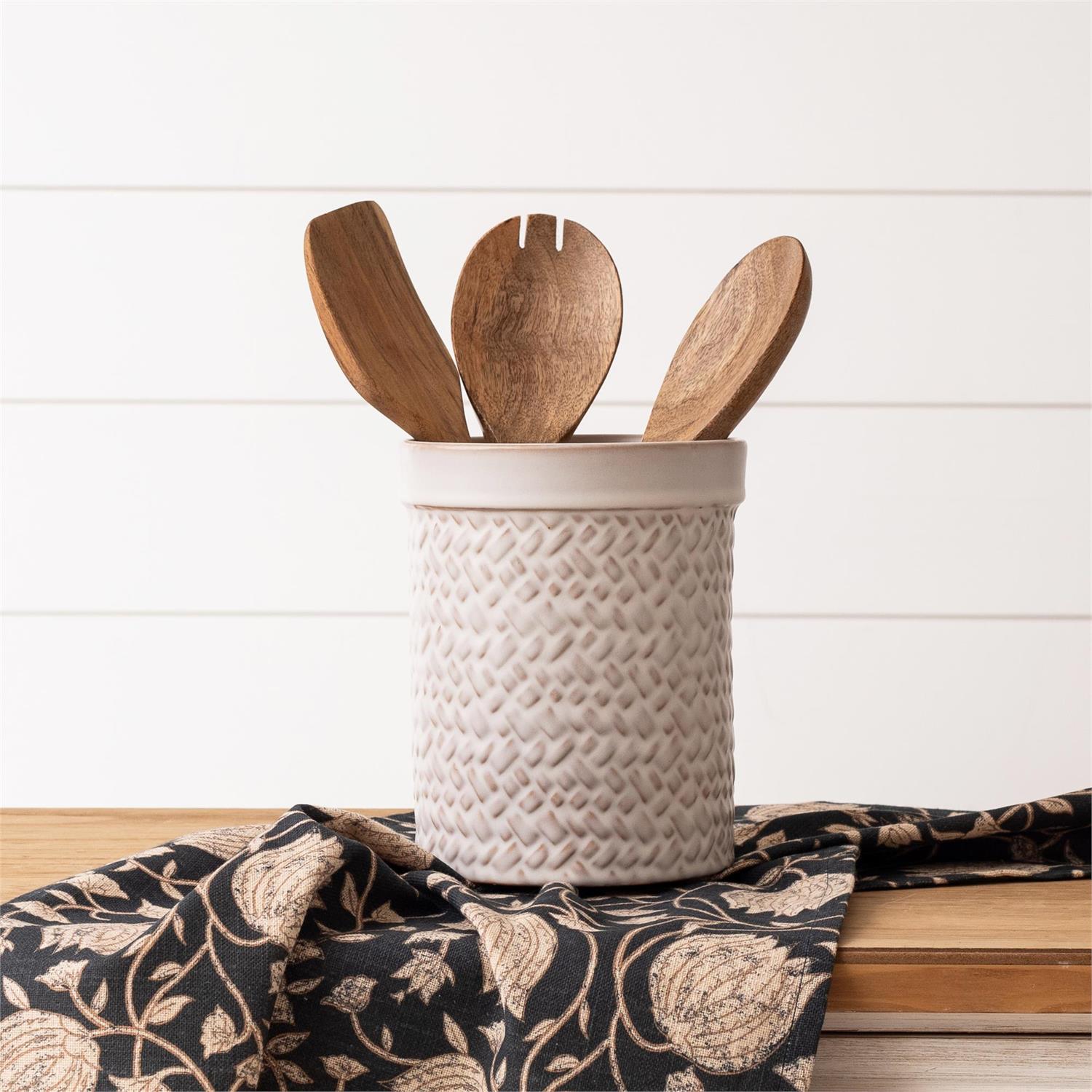 Crock - Basket Weave Stoneware