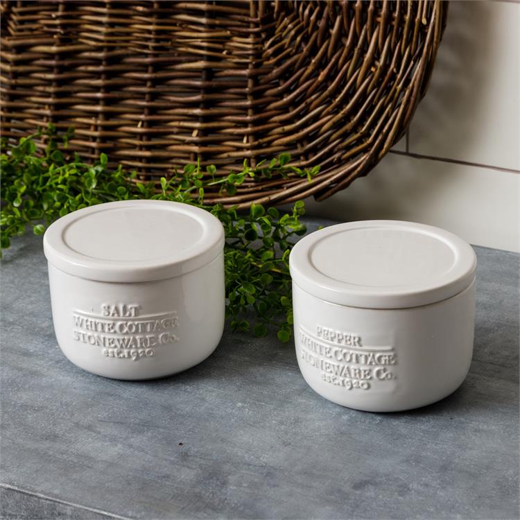 White Cottage Salt and Pepper Cellars
