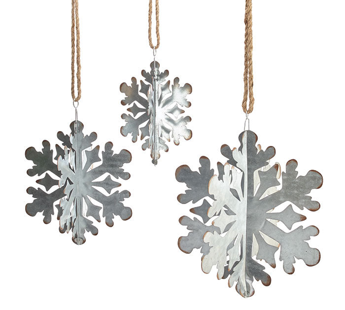 Galvanized Tin Snowlfakes (S/3)