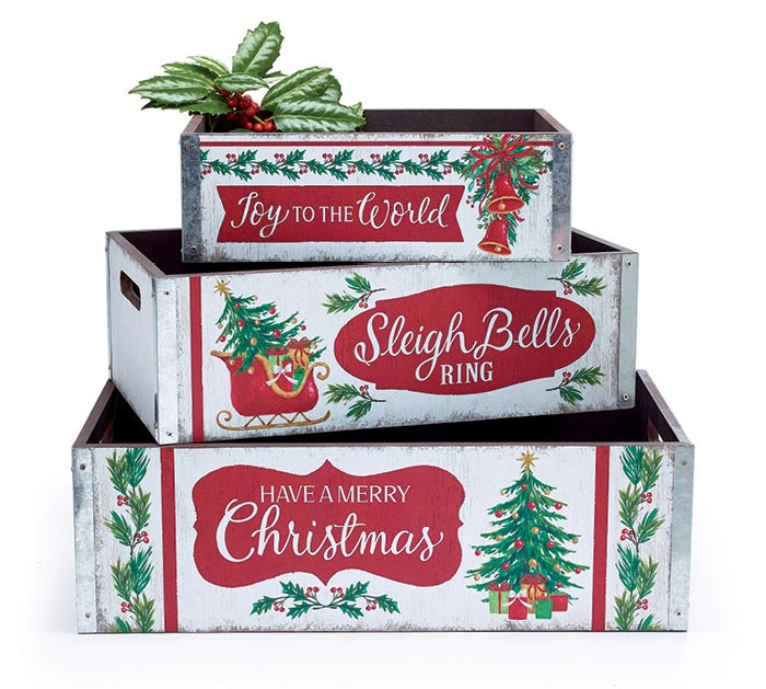 Christmas Sentiments Crates (S/3)
