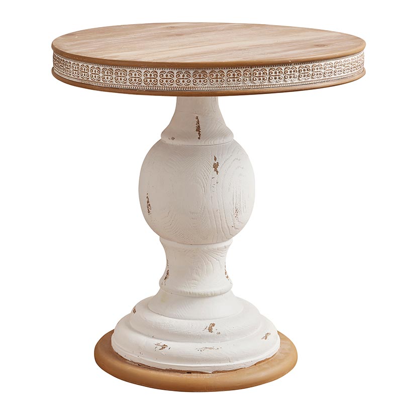 Distressed White Round Side Table