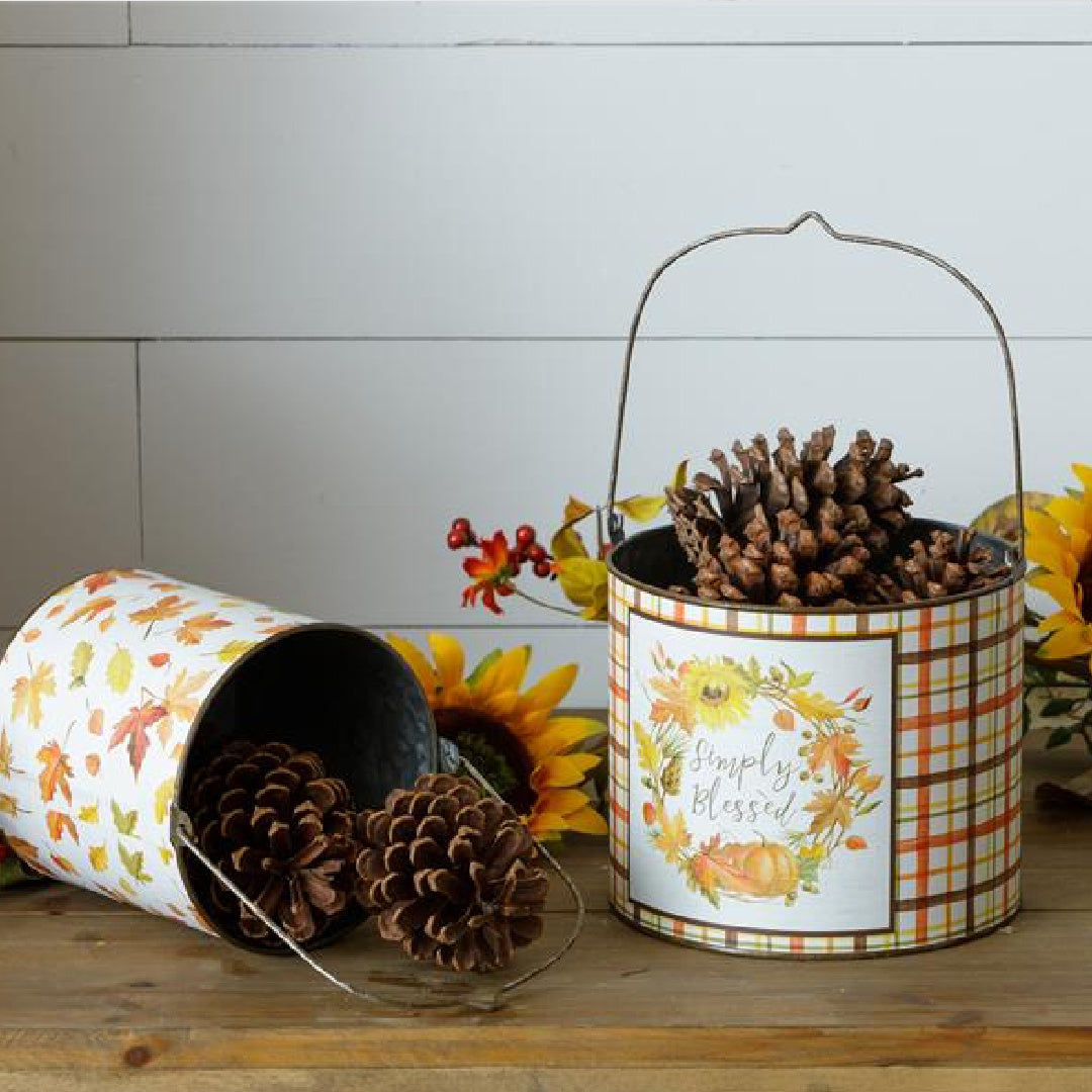 Harvest Home Tins w/ Handles (S/2)