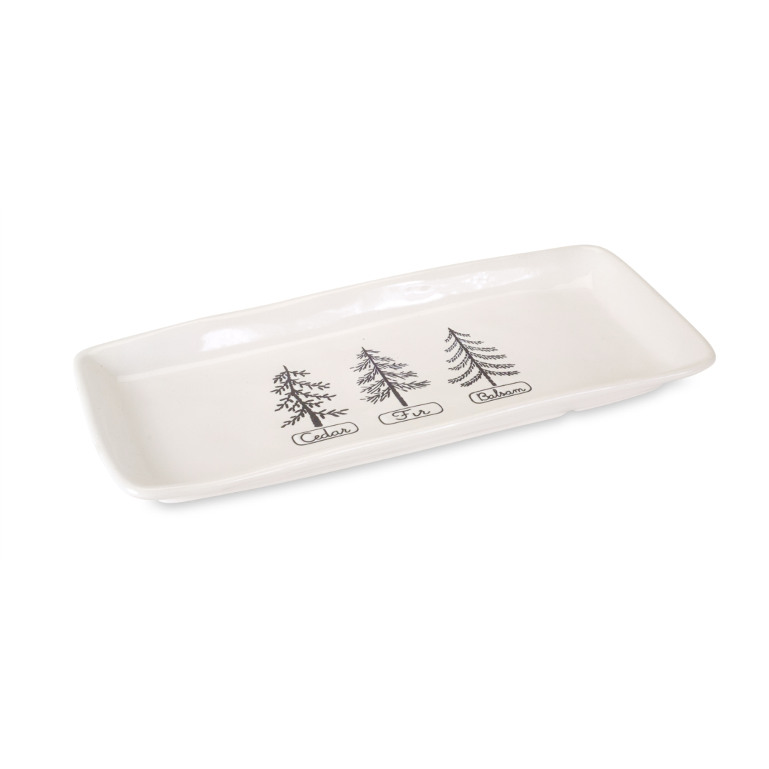 Black Tree Label Rectangle Platter