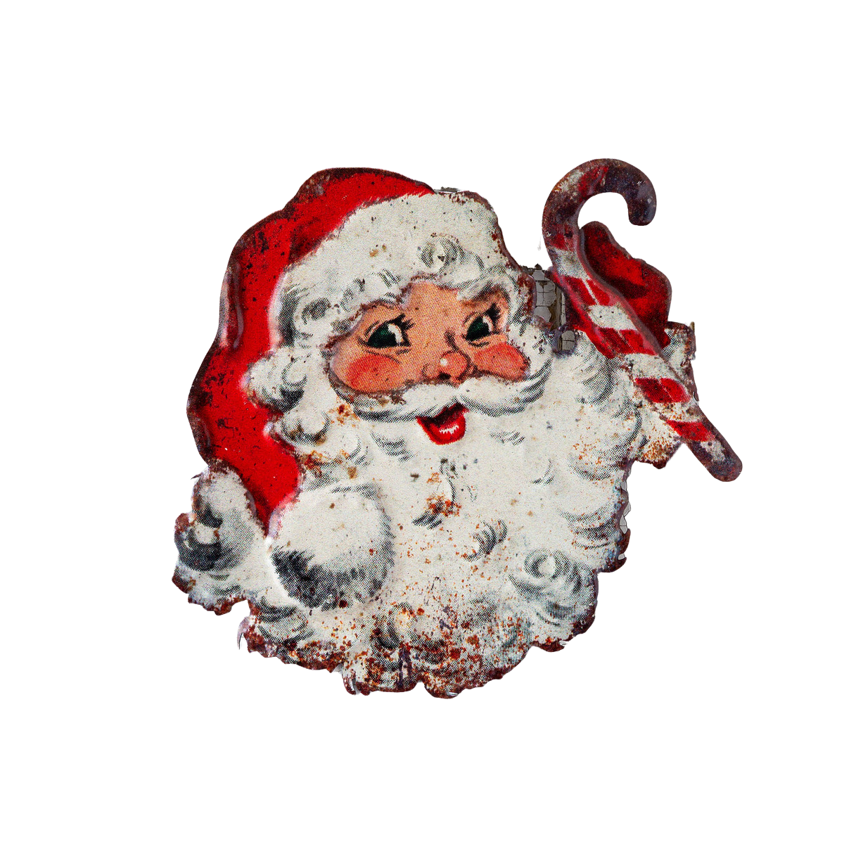 Vintage Santa w/ Candy Cane Wall Plaque
