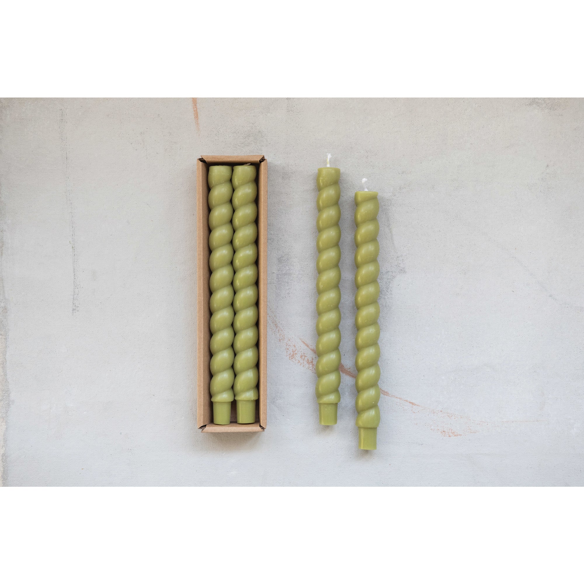 Twisted Taper Candles - Set of 2 - Sage