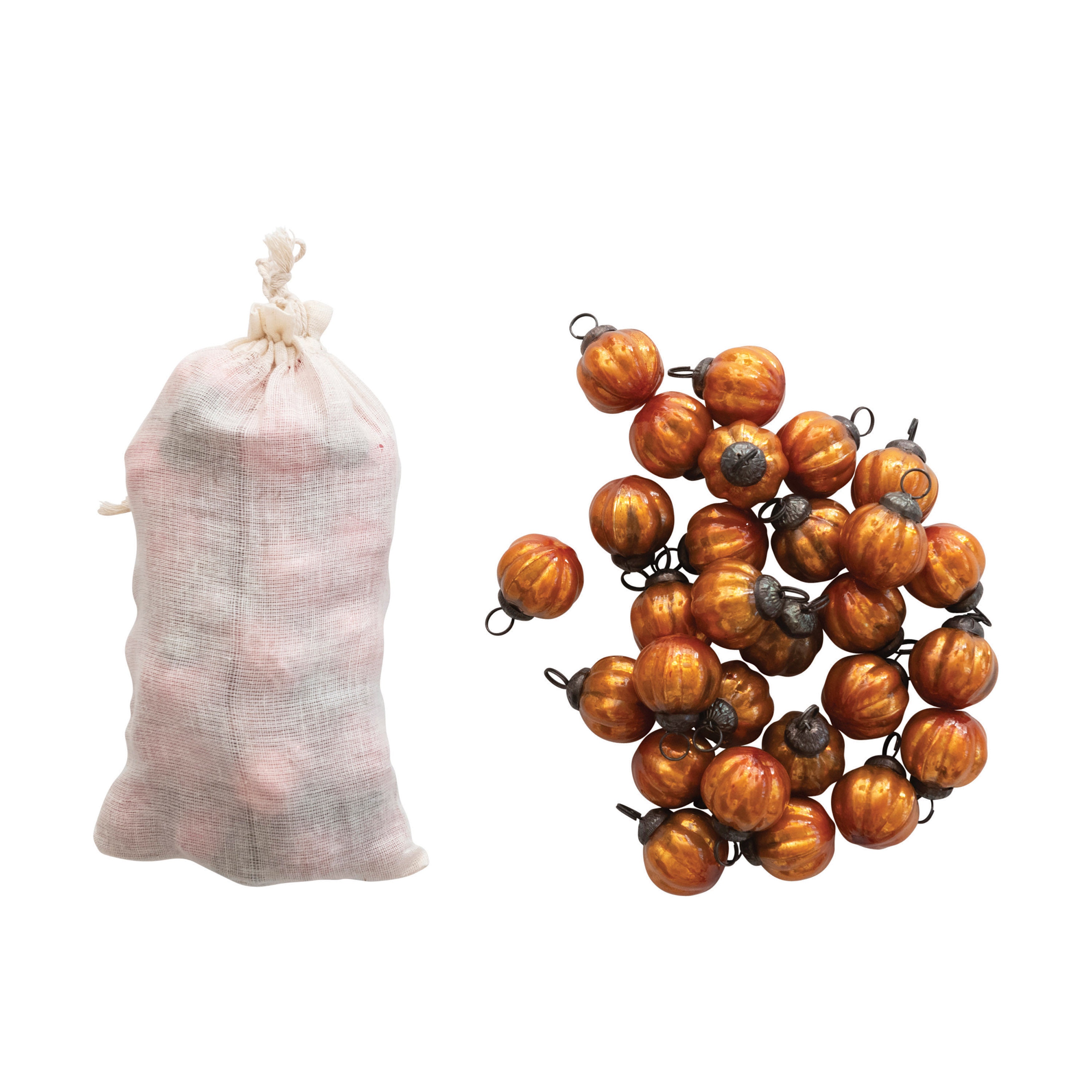 Mercury Glass Pumpkin Ornaments (S/36)