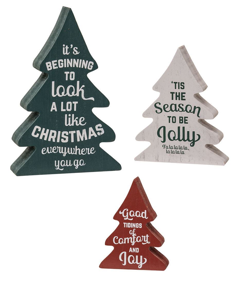 Wooden Christmas Carol Trees (S/3)