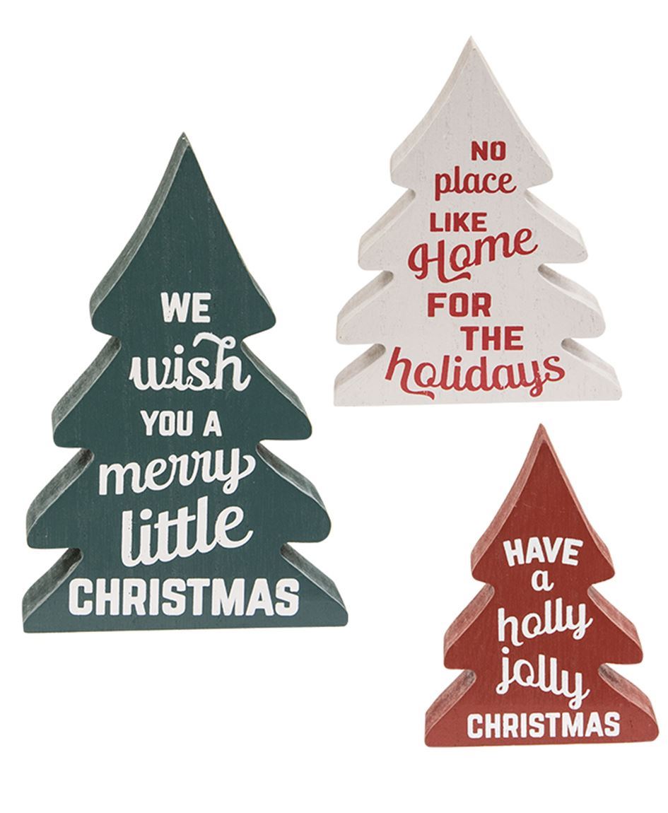 Wooden Holly Jolly Trees (S/3)