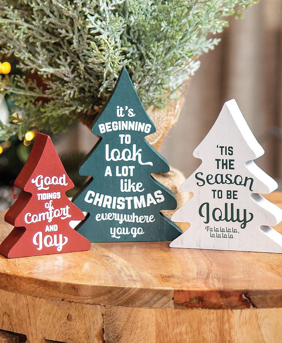 Wooden Christmas Carol Trees (S/3)