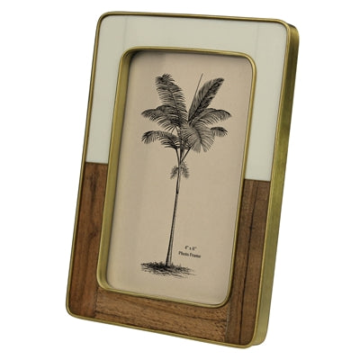 Teak, Ivory & Brass Frame - 4x6